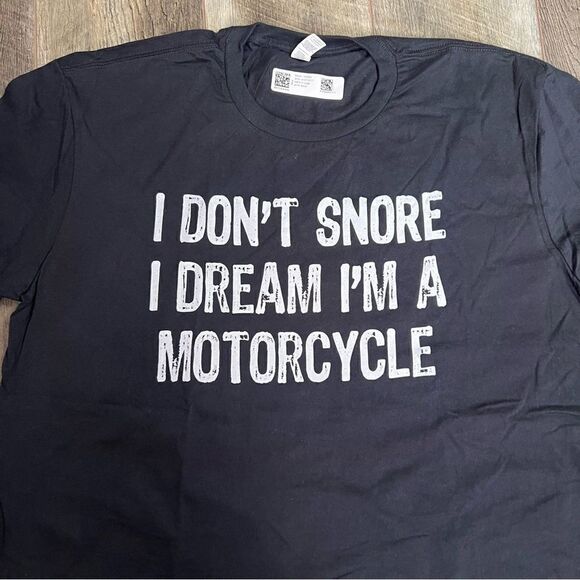NWT Anvil Men’s Funny Graphic Tee I Don’t Snore I Dream I’m a Motorcycle T-Shirt - Picture 4 of 6
